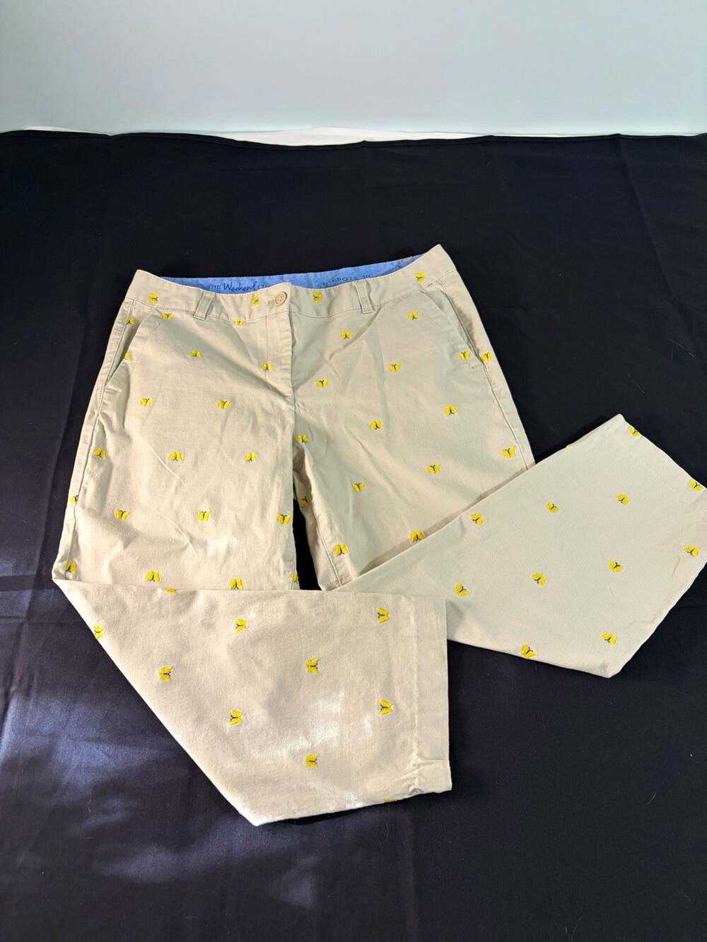 Talbots Women's Beige The weekend Chino Pants with butterflies size 10